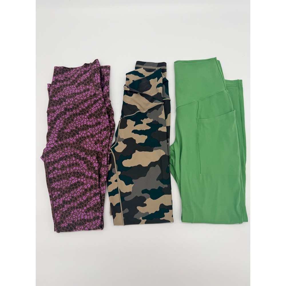 Offline by Aerie High Waisted Athletic Leggings Green Camo Purple Leopard Size S